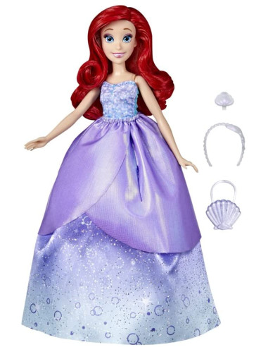 Disney Princess - Muñeca Ariel Estilos de Princesa - 10 Combinaciones de Ropa