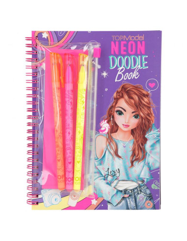 TOPModel Doodle Book neón con set de bolígrafos neón