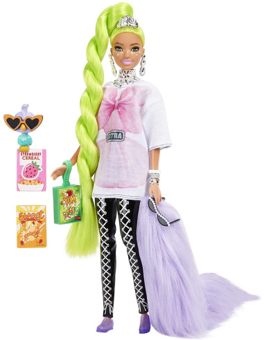 Barbie Extra - Muñeca y mascota con Pelo Verde Neón