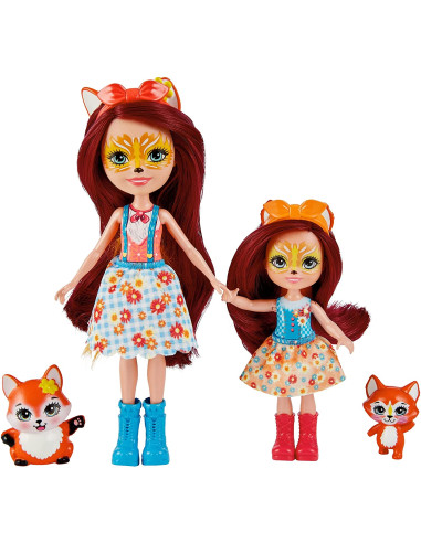 Enchantimals Hermanas Felicity y Feana Fox - Muñecas con mascotas zorro