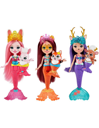 Enchantimals Pack 3 sirenas Muñecas con mascotas y accesorios