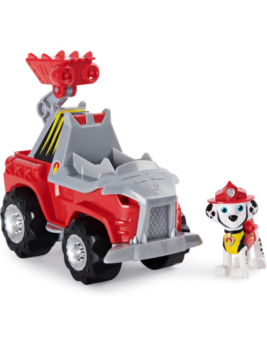 Patrulla Canina -Coche Deluxe Dino Rescue con ACELERACIÓN + Figura Marshall