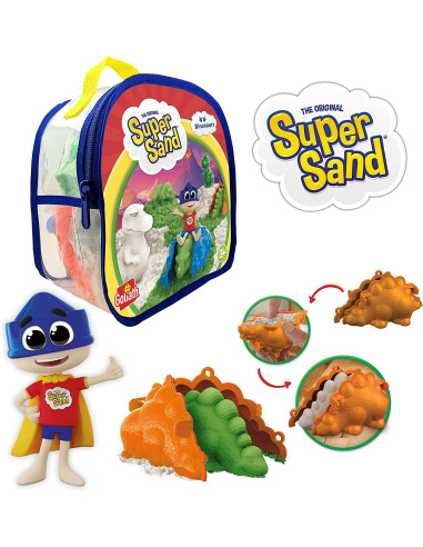 Super Sand Mochila Dinosaurios. Arena mágica para moldear y modelar.