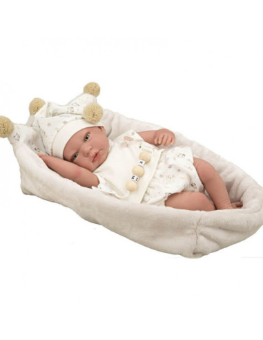 Muñecas Arias Reborn 40 cm Aday Beige Con Capazo