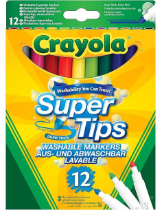 Crayola - Super Tips, Rotuladores Lavables de Punta...