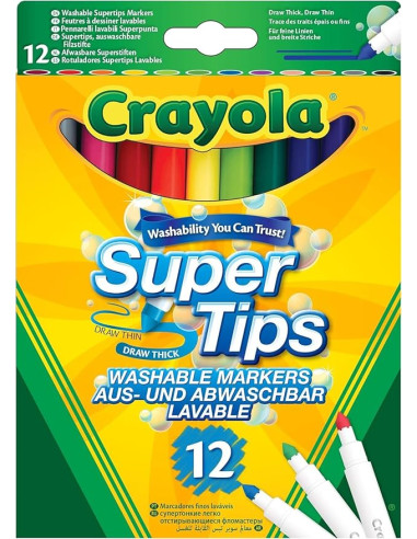 Crayola - Super Tips, Rotuladores Lavables de...