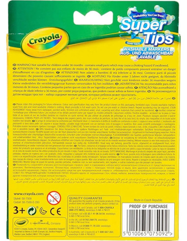 Crayola - Super Tips, Rotuladores Lavables de...
