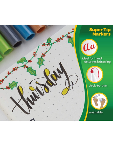 Crayola - Super Tips, Rotuladores Lavables de Punta Media, Paquete de 12