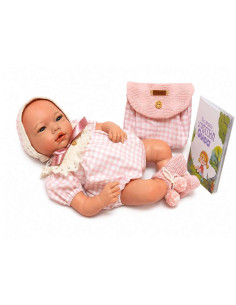 Reborn Gretel Sin Pelo Vestido Cuadros Rosa 46 cm...