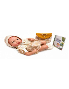 Reborn Hansel Sin Pelo Pelele Cuadros Celeste 46 cm...