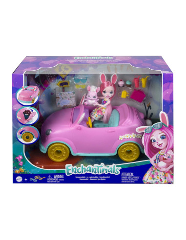 Enchantimals Bree Bunny y su coche descapotable Muñeca con coche rosa