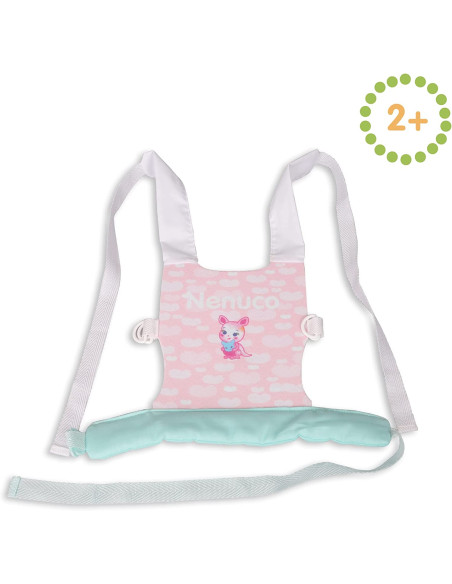 Nenuco - Portabebés, portador/mochila de tela rosa y verd