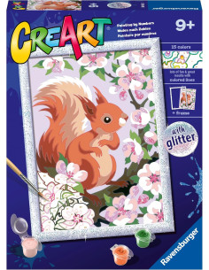 CreArt Serie D, Ardilla con Flores, Pintura por Numeros,...