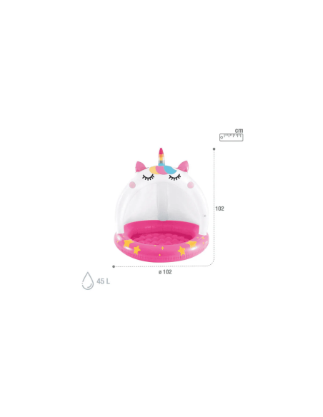 Piscina Hinchable Infantil Intex Gatounicornio con Techo y Suelo Acolchado 102x102cm