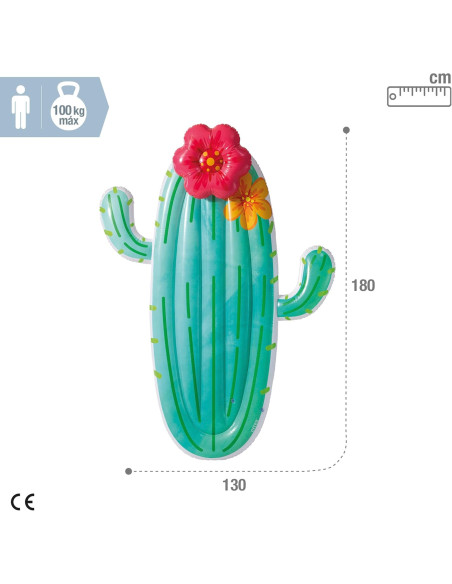 Colchoneta Hinchable, 130x28x180 cm, Diseño Cactus