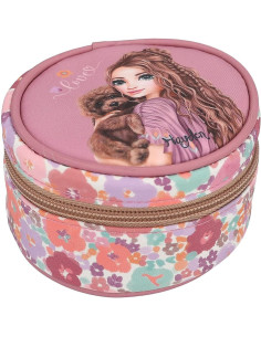 TopModel 13062 Joyero Redondo Floral en Rosa Oscuro