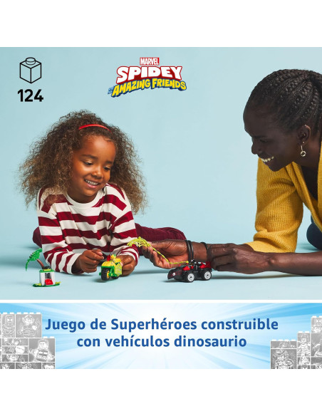 LEGO Marvel Spidey Spin y Electro: Duelo de Vehículos Dinosaurio, Coche y Moto