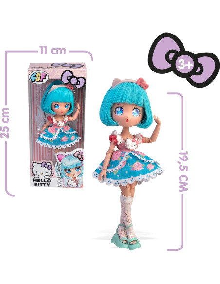 Hello Kitty Manga Doll Pretty Pink, Muñeca Fashion Japonesa con Looks a la Moda Manga