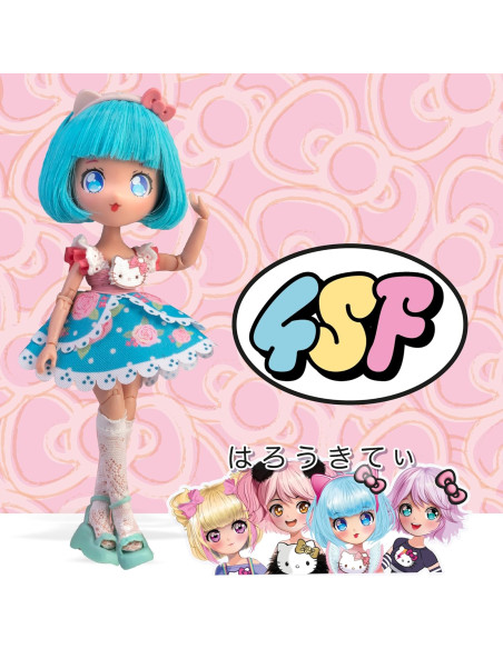 Hello Kitty Manga Doll Pretty Pink, Muñeca Fashion Japonesa con Looks a la Moda Manga