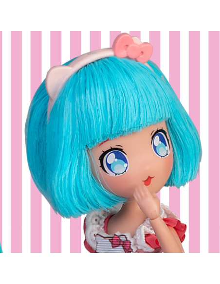 Hello Kitty Manga Doll Pretty Pink, Muñeca Fashion Japonesa con Looks a la Moda Manga