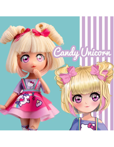 Hello Kitty Manga Doll Candy Unicorn, Muñeca Fashion Japonesa con Looks a la Moda Manga