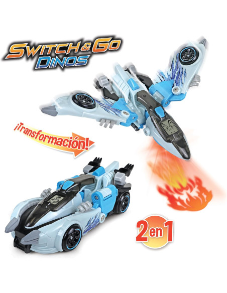 VTech - Switch&Go Dinosaurio Transformable Interactivo, Veloz Pterodáctilo, bólido de Carreras