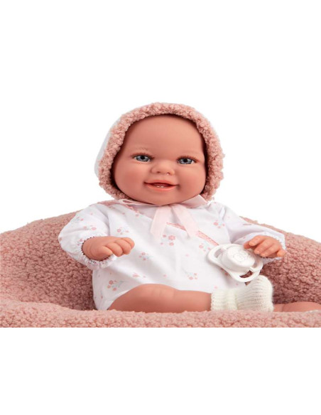 Muñeca con peso Elegance Babyto rosa flores con cojín