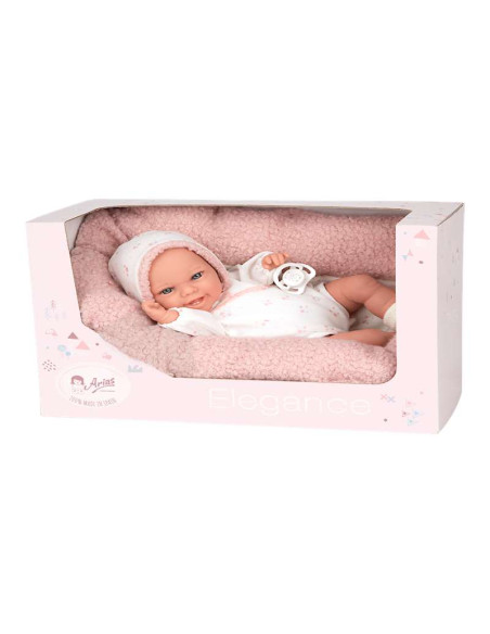 Muñeca con peso Elegance Babyto rosa flores con cojín