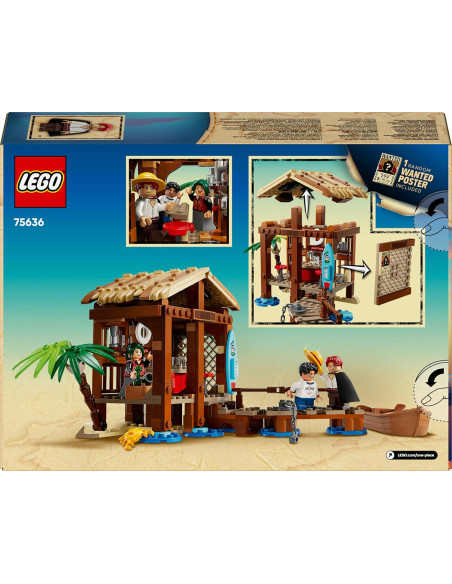 LEGO 75636 One Piece Cabaña Pueblo Molino - Barco con Minifiguras de Joven Luffy, Shanks y Makino