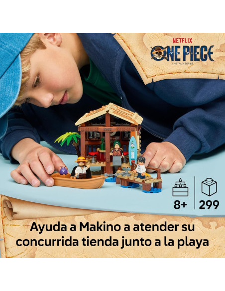 LEGO 75636 One Piece Cabaña Pueblo Molino - Barco con Minifiguras de Joven Luffy, Shanks y Makino