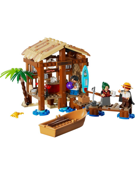 LEGO 75636 One Piece Cabaña Pueblo Molino - Barco con Minifiguras de Joven Luffy, Shanks y Makino