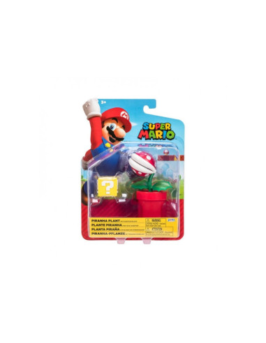 Figura Super Mario Planta Piraña con Bloque de interrogación 12cm