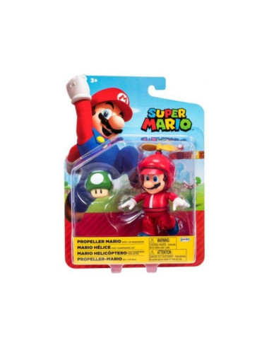 Figura Super Mario Mario Helicóptero con Champiñón Vida Extra 12cm