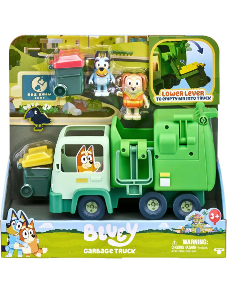 Bluey El Camión de la Basura Incluye, Figura Exclusiva del señor de la Basura y Dos contenedores
