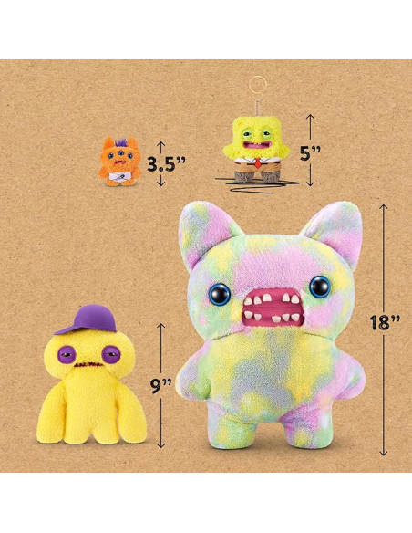 Fuggler Bob Esponja Llavero Peluche 5" de ZURU – Monstruo Feo y Divertido con Dientes Humanos. Colga