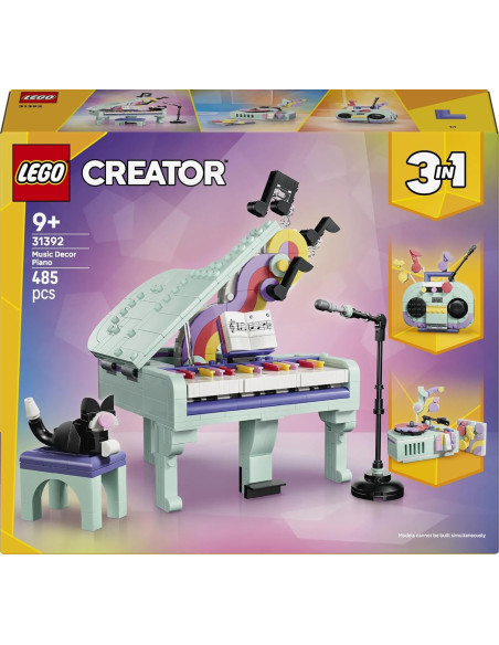 LEGO Creator 3en1 Piano Musical Decorativo con Gato de Juguete - Transformable