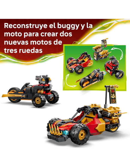 LEGO Ninjago Vehículos Combinables de Kai y Cole – Coche y Moto