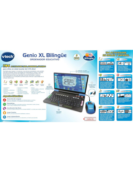Genio XL Bilingüe Español-Inglés, Ordenador Interactivo, Juguetes Electrónicos