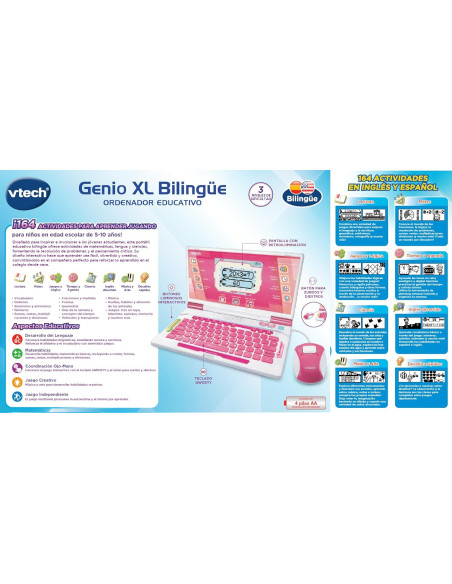 Genio XL Bilingüe Español-Inglés, Color Rosa, Ordenador Interactivo