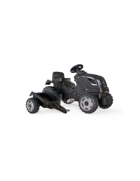 Tractor Infantil Con Pedales Farmer Xl Negro Muy Resistente Con Remolque Smoby