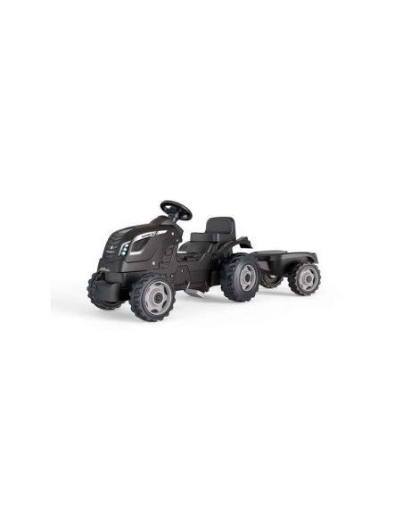 Tractor Infantil Con Pedales Farmer Xl Negro Muy Resistente Con Remolque Smoby