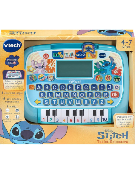 VTech - Tablet Educativa de Stitch, Juguetes Electrónicos Niños +4 Años, Pantalla LCD, 10 Actividade