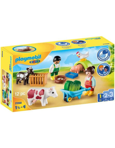 PLAYMOBIL 1.2.3 Granja con simpáticos animales de granja y figuras