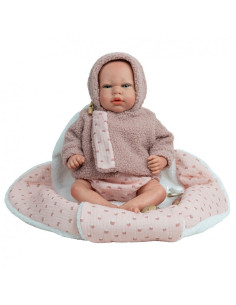 Muñeco Reborn Arias 40 cm Luna Rosa con Manta Nido
