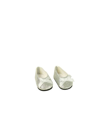Zapatos Plateados de Purpurina Muñeca 45 cm