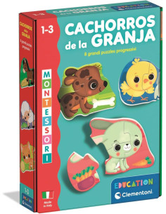 Montessori, Cachorros de la Granja, Set de 8 Puzzles...