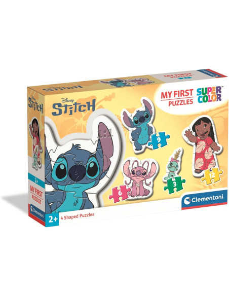  Disney Stitch My First Puzzles - Set de 4 Puzzles Infantiles Progresivos (3, 6, 9 y 12 Piezas)