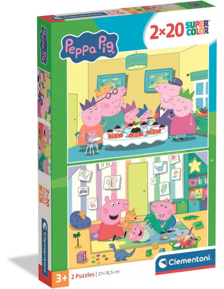 Peppa Pig Super Color - Pack de 2 Puzzles de 20 Piezas para Niños