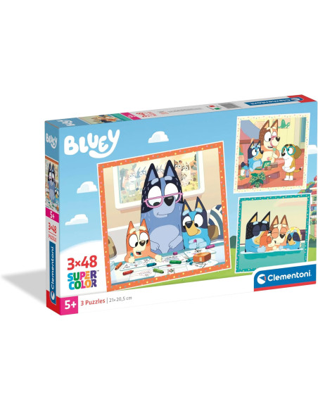 Bluey Super Color - Pack de 3 Puzzles de 48 Piezas