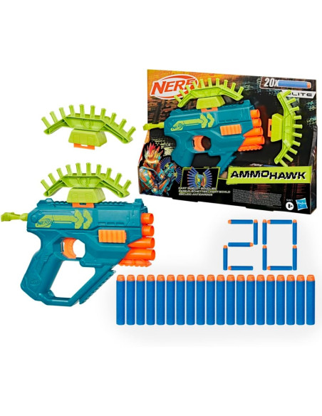 Nerf Rebel Ops, Ammohawk, Lanzadardos con 20 Dardos de Espuma Elite